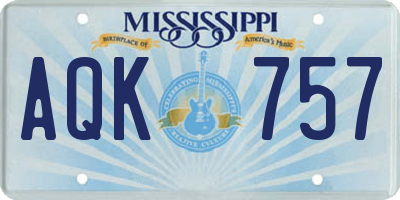 MS license plate AQK757