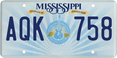 MS license plate AQK758