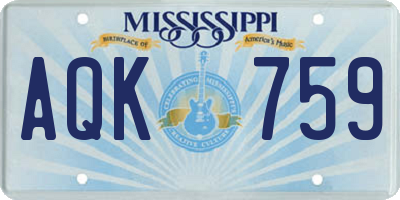 MS license plate AQK759