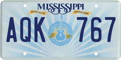 MS license plate AQK767