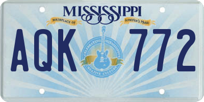 MS license plate AQK772