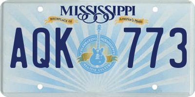 MS license plate AQK773