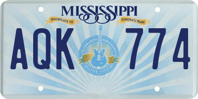 MS license plate AQK774