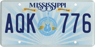 MS license plate AQK776