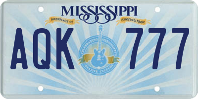 MS license plate AQK777