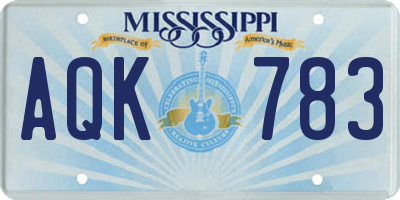 MS license plate AQK783