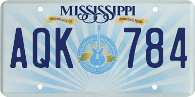 MS license plate AQK784