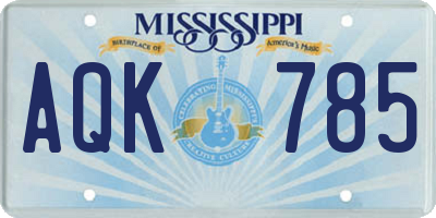MS license plate AQK785