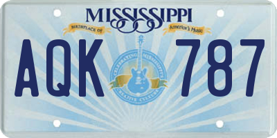 MS license plate AQK787