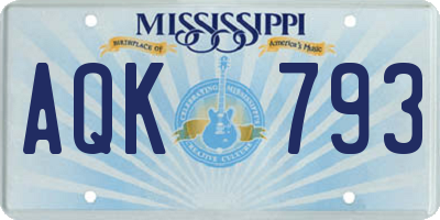 MS license plate AQK793