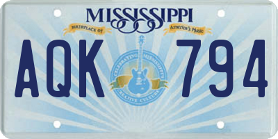 MS license plate AQK794