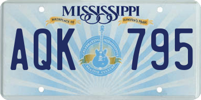 MS license plate AQK795