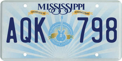 MS license plate AQK798