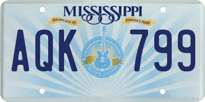 MS license plate AQK799