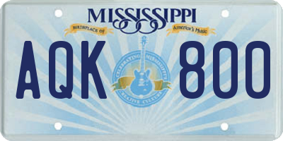 MS license plate AQK800