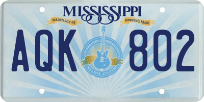 MS license plate AQK802