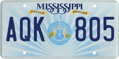 MS license plate AQK805