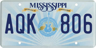 MS license plate AQK806
