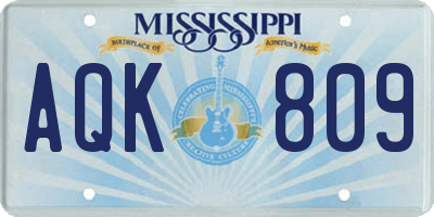 MS license plate AQK809