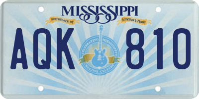 MS license plate AQK810