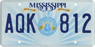 MS license plate AQK812