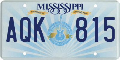 MS license plate AQK815