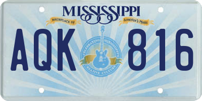 MS license plate AQK816