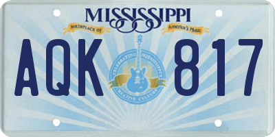 MS license plate AQK817