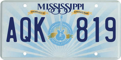 MS license plate AQK819