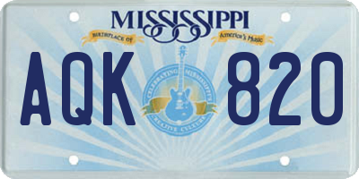 MS license plate AQK820