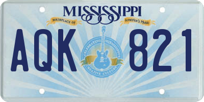 MS license plate AQK821