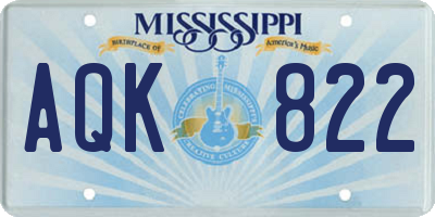 MS license plate AQK822