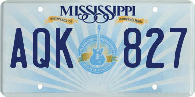 MS license plate AQK827