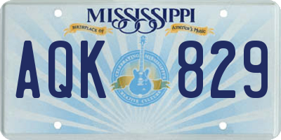 MS license plate AQK829