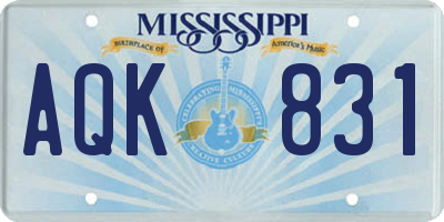 MS license plate AQK831