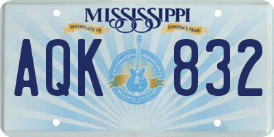 MS license plate AQK832