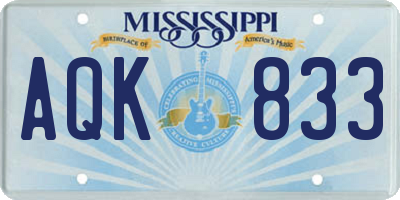 MS license plate AQK833
