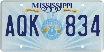 MS license plate AQK834