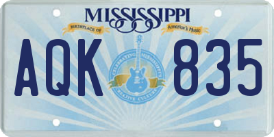 MS license plate AQK835