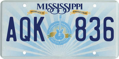 MS license plate AQK836