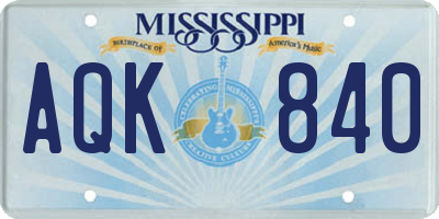 MS license plate AQK840