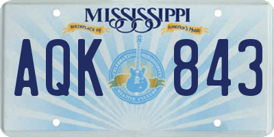 MS license plate AQK843