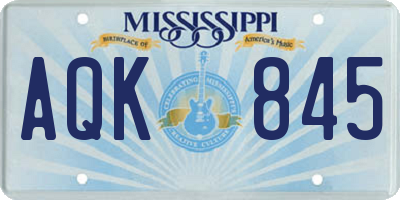 MS license plate AQK845