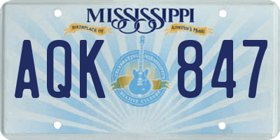 MS license plate AQK847