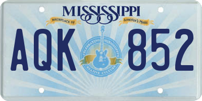 MS license plate AQK852