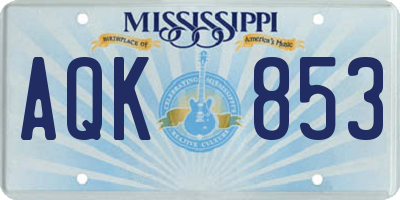 MS license plate AQK853