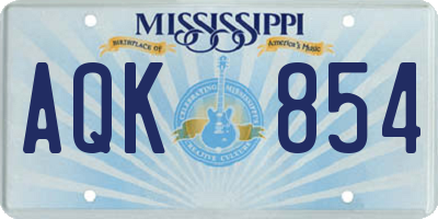 MS license plate AQK854