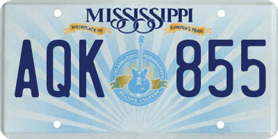 MS license plate AQK855