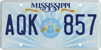 MS license plate AQK857