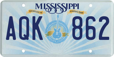 MS license plate AQK862